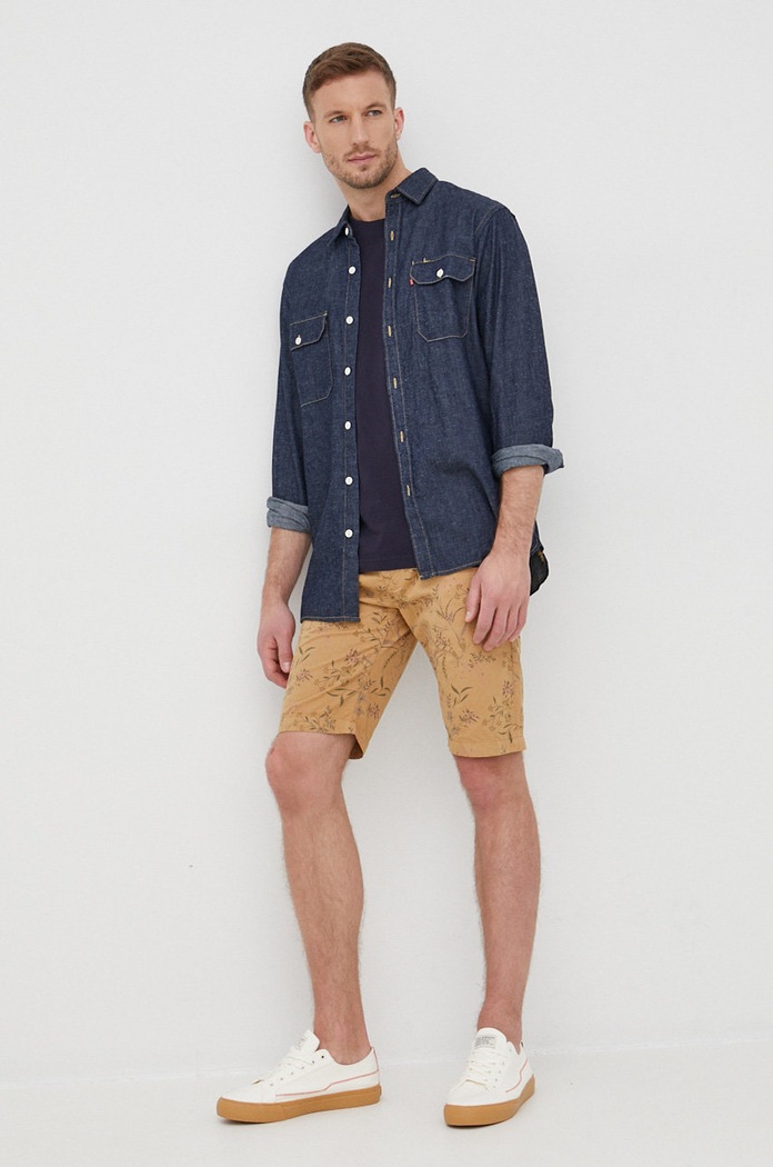 Pepe Jeans szorty bawełniane MC QUEEN SHORT GARDEN PM800925.845 beżowy SS22