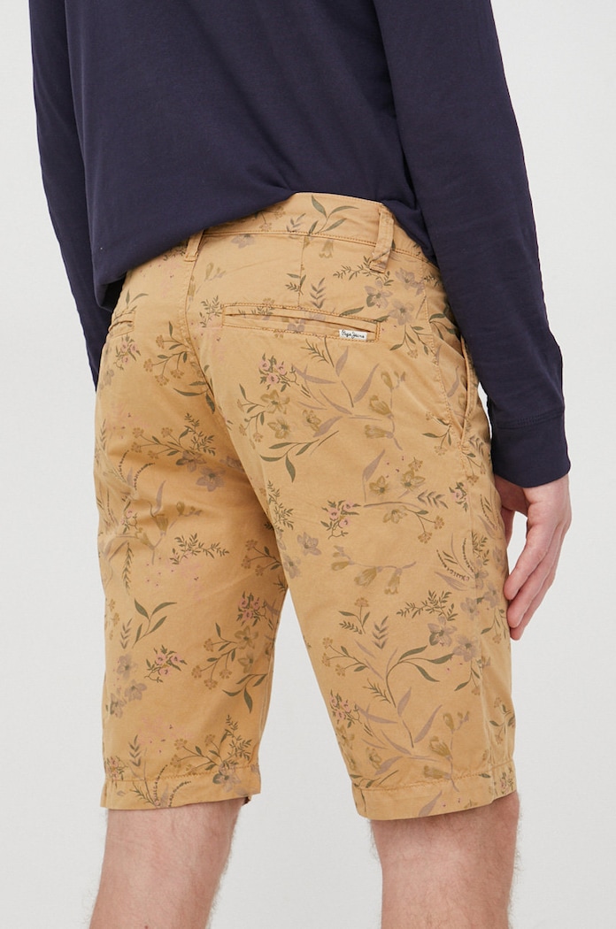 Odzież Pepe Jeans szorty bawełniane MC QUEEN SHORT GARDEN PM800925.845 beżowy