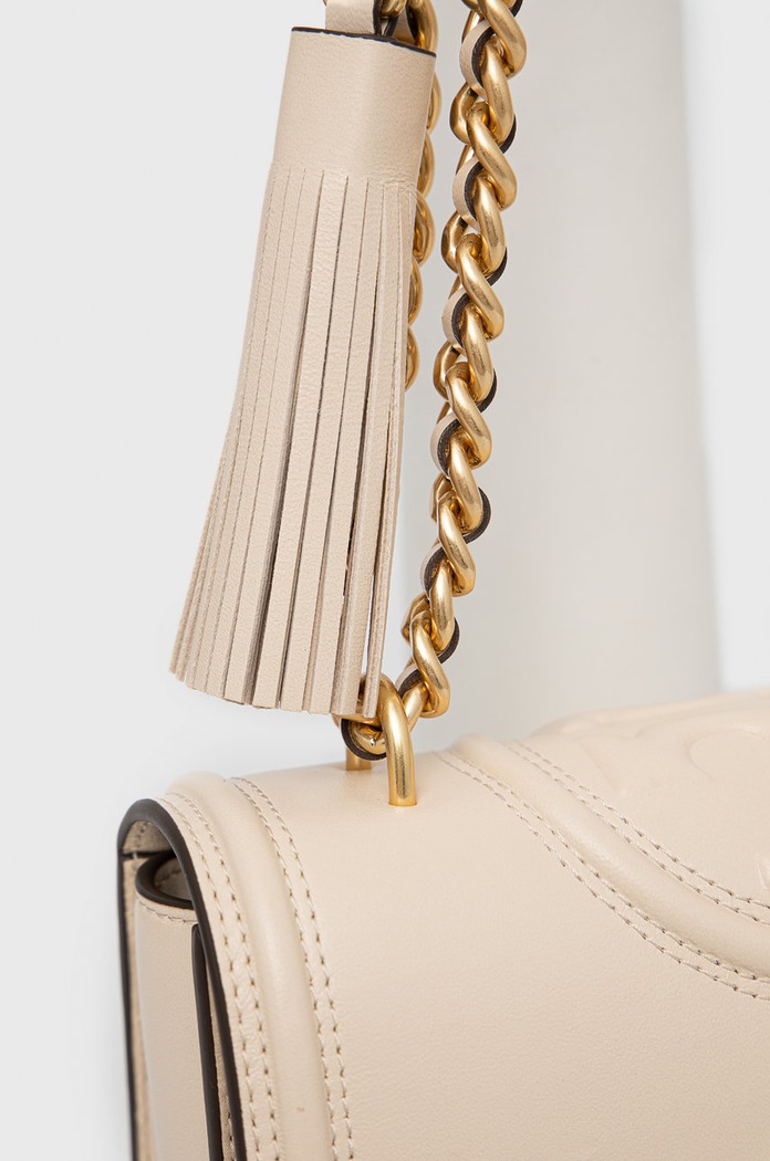 Akcesoria Tory Burch torebka skórzana Fleming Small 75576.122 beżowy