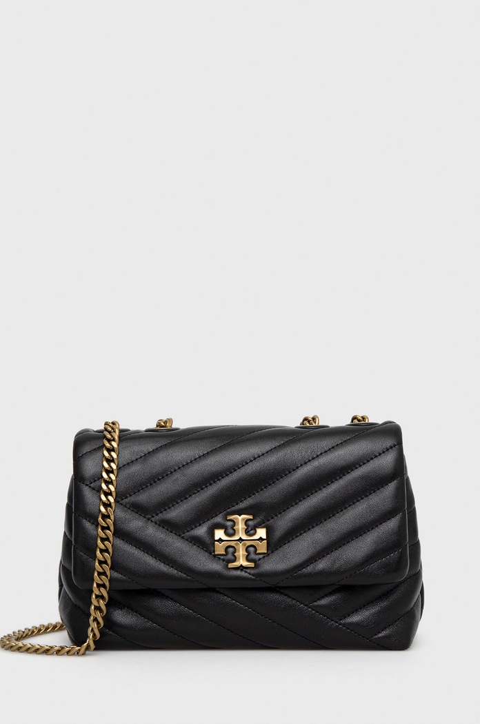 Kožená kabelka Tory Burch Kira Chevron Small usňová koža čierna 90452.001