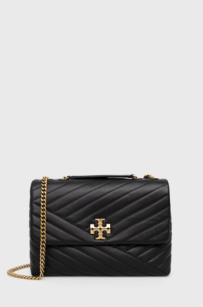 Tory Burch torebka skórzana Kira Chevron skóra licowa czarny 90446.001