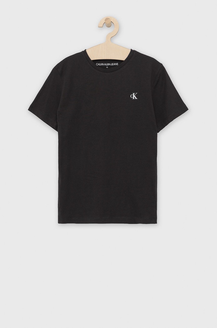 Dětské bavlněné tričko Calvin Klein Jeans IB0IB01093.PPYY černá SS22