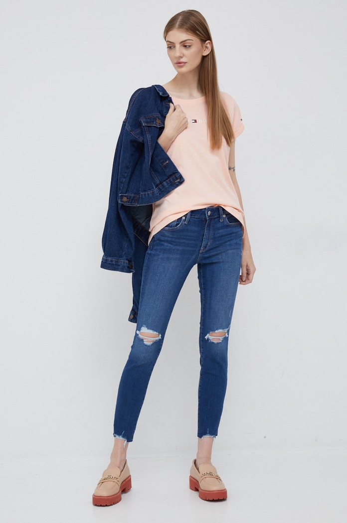 Tommy Hilfiger t-shirt bawełniany UW0UW01618.PPYY pomarańczowy SS22
