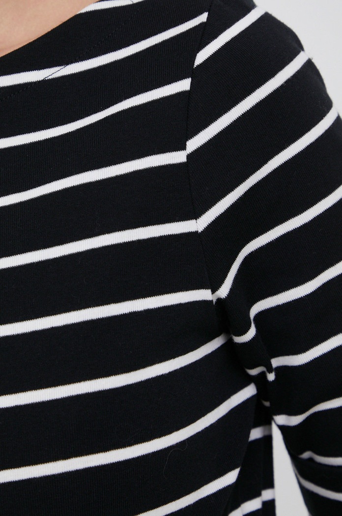 T-shirt damski bawełniany z elastanem Lauren Ralph Lauren czarny 200701085001