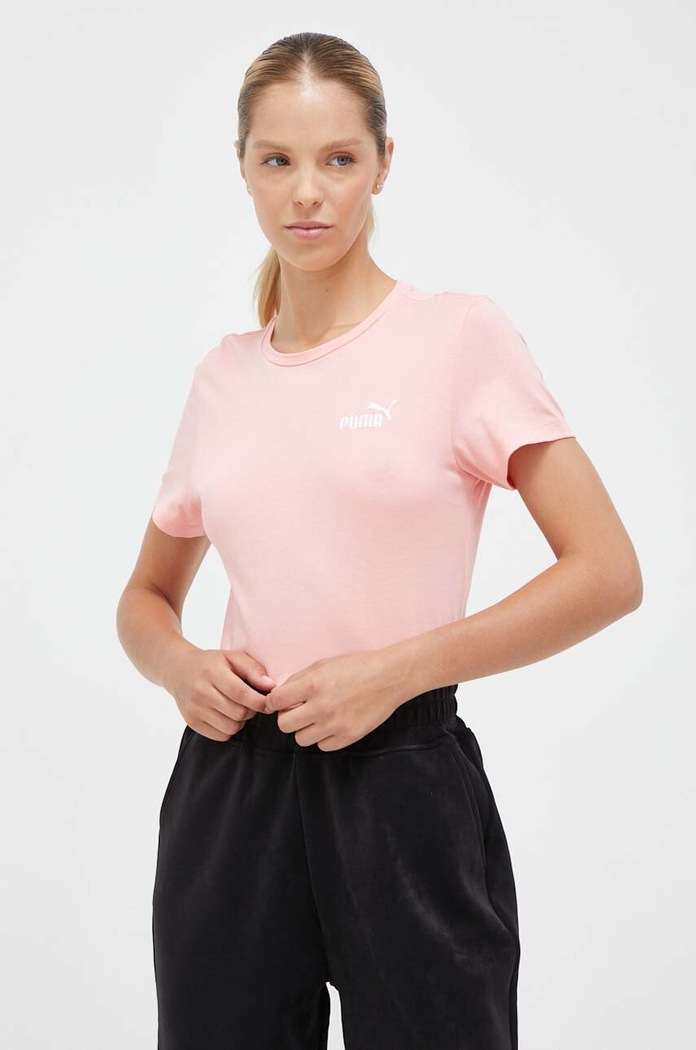 Βαμβακερό μπλουζάκι Puma ροζ 848331