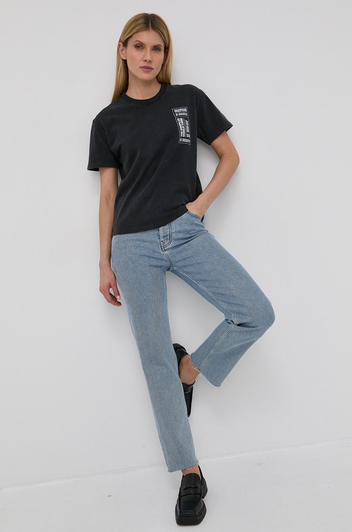 Bavlnené tričko The Kooples FTSC24038K sivá SS22