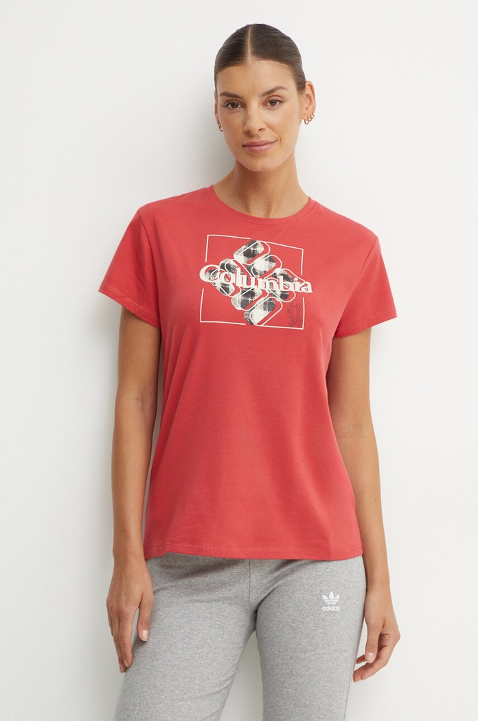 Columbia sportos póló Sun Trek SS Graphic elasztánnal piros 1931753.