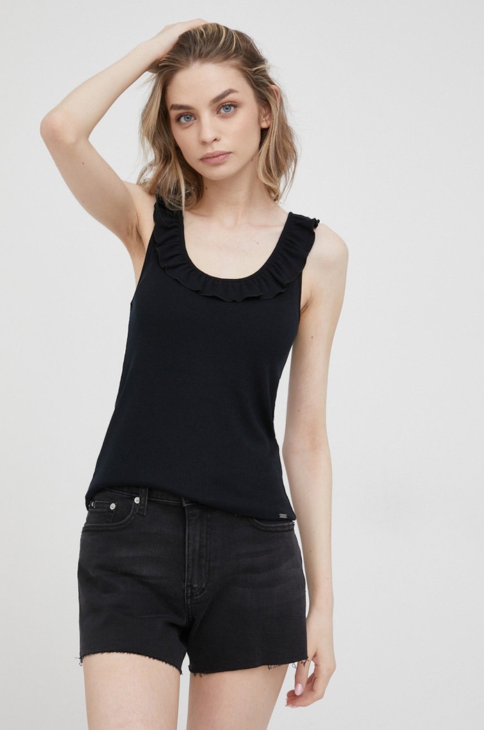 Top Pepe Jeans Dorina N s elastanem černá PL505062.999