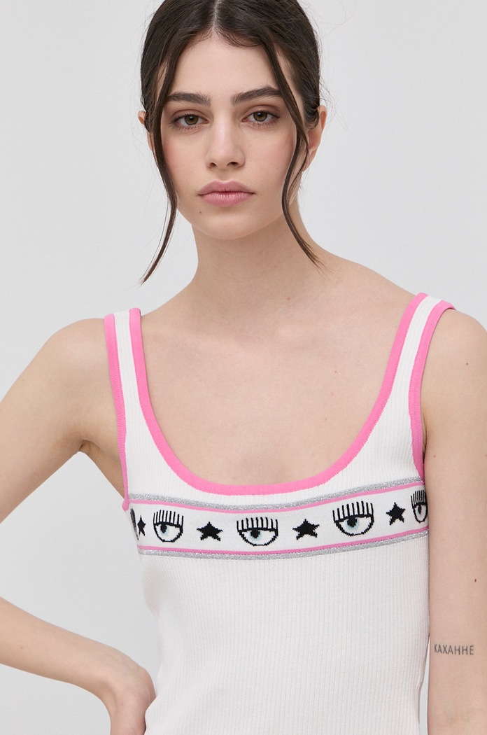Top Chiara Ferragni s elastanem bílá 72CBFM08