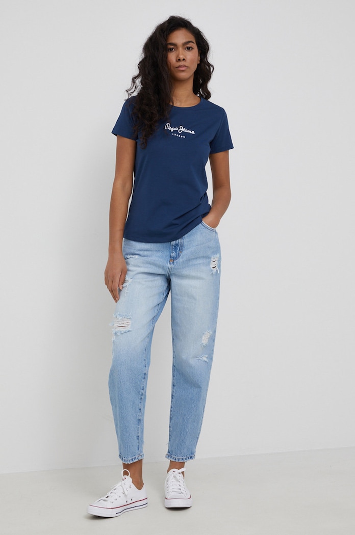 Tričko Pepe Jeans New Virginia Ss N PL505202.595 tmavomodrá SS22