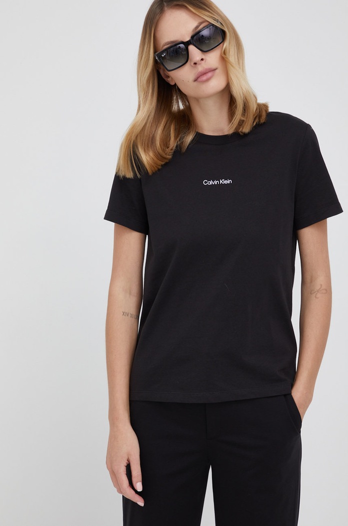 Bavlněné tričko Calvin Klein hladký černá K20K203677.PPYY