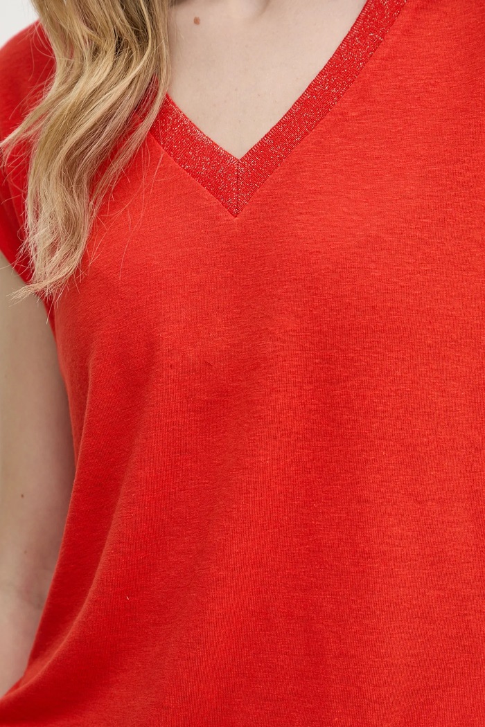 Morgan t-shirt lniany 221.DAME czerwony