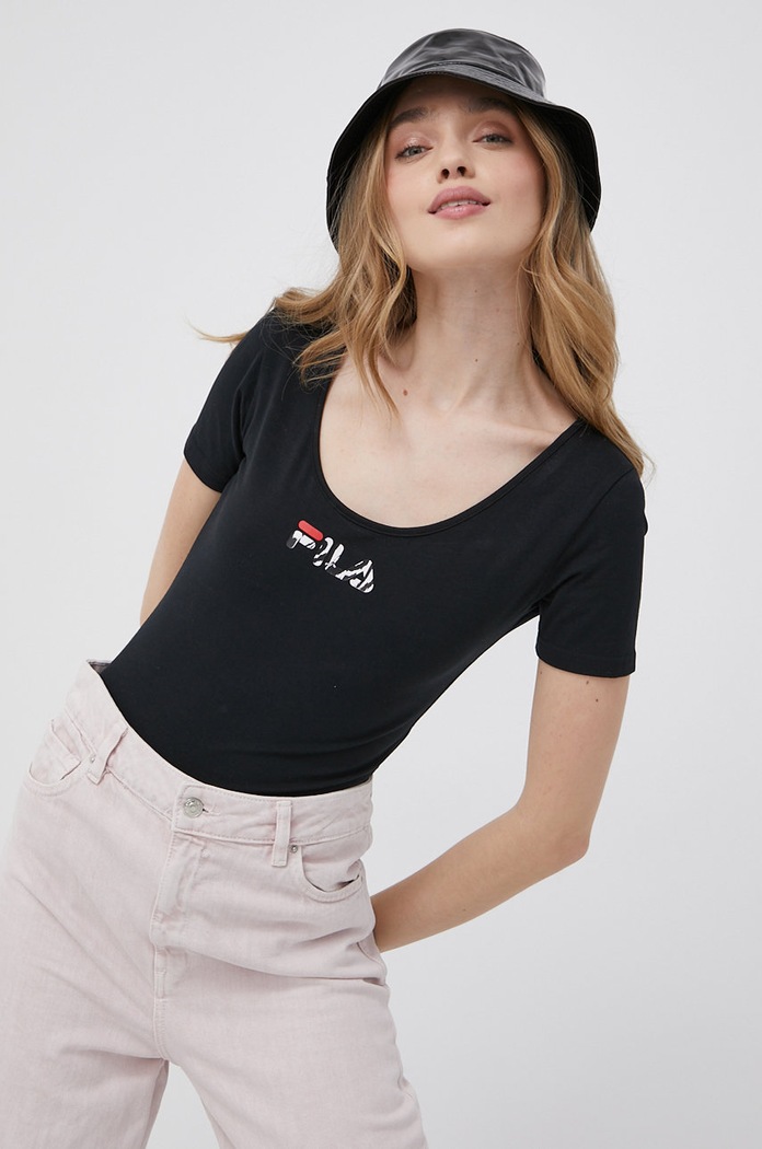 Μπλουζάκι Fila στάμπα μαύρο FAW0137