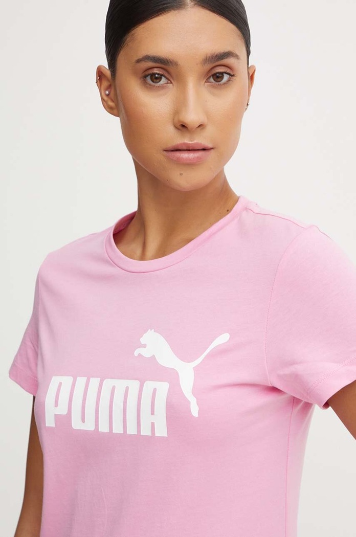 Dětské bavlněné tričko Puma kulatý růžová 586775