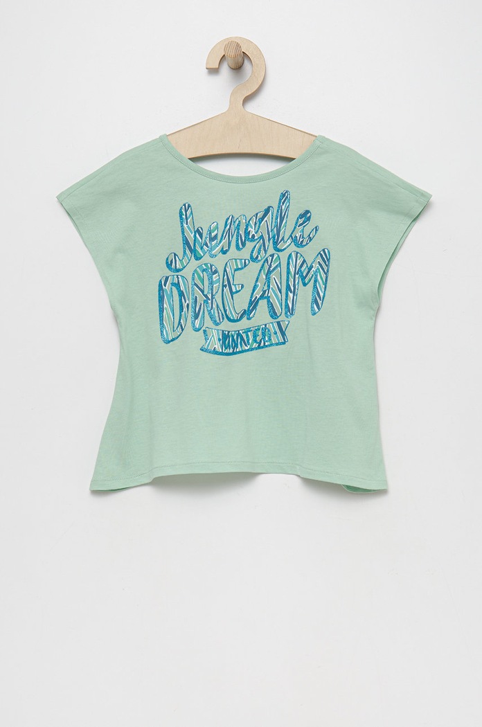 United Colors of Benetton t-shirt bawełniany dziecięcy nadruk zielony 3I1XC104O.G