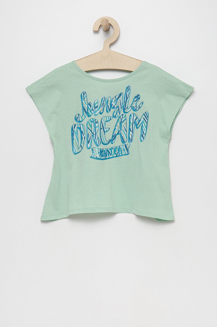 United Colors of Benetton t-shirt bawełniany dziecięcy nadruk zielony 3I1XC104O.G