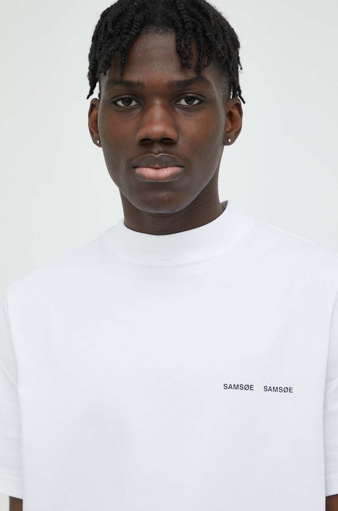 Samsoe Samsoe t-shirt bawełniany Norsbro biały M20300010