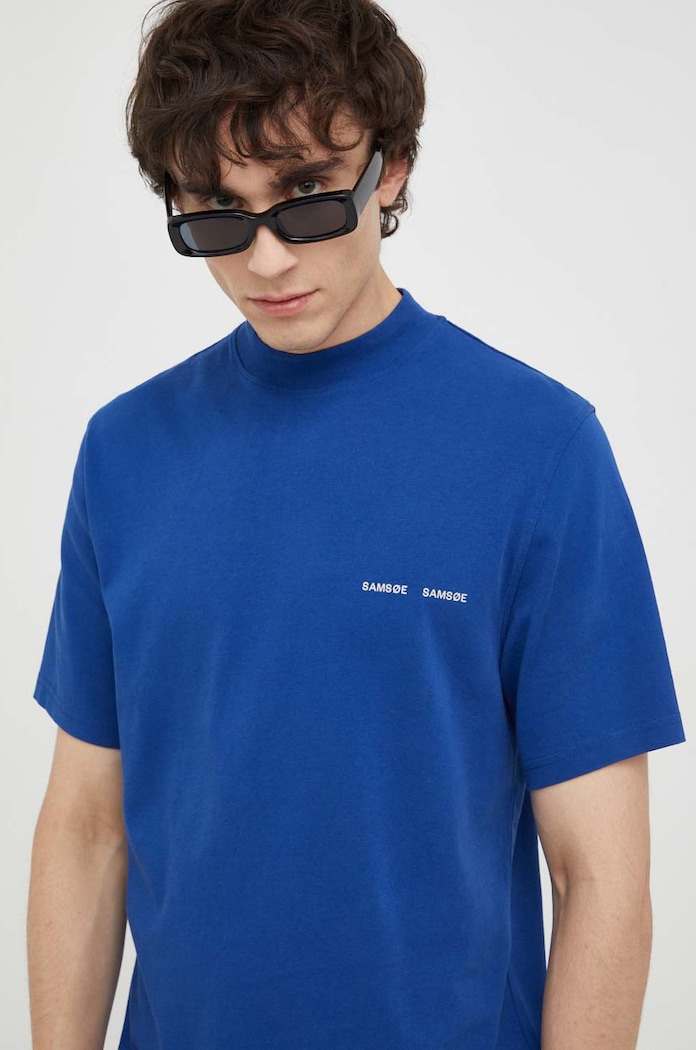 Samsoe Samsoe t-shirt bawełniany Norsbro bawełna niebieski M20300010