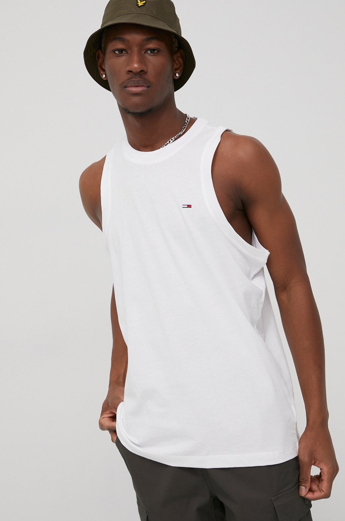 Tommy Jeans pamut póló DM0DM13229.PPYY fehér SS24