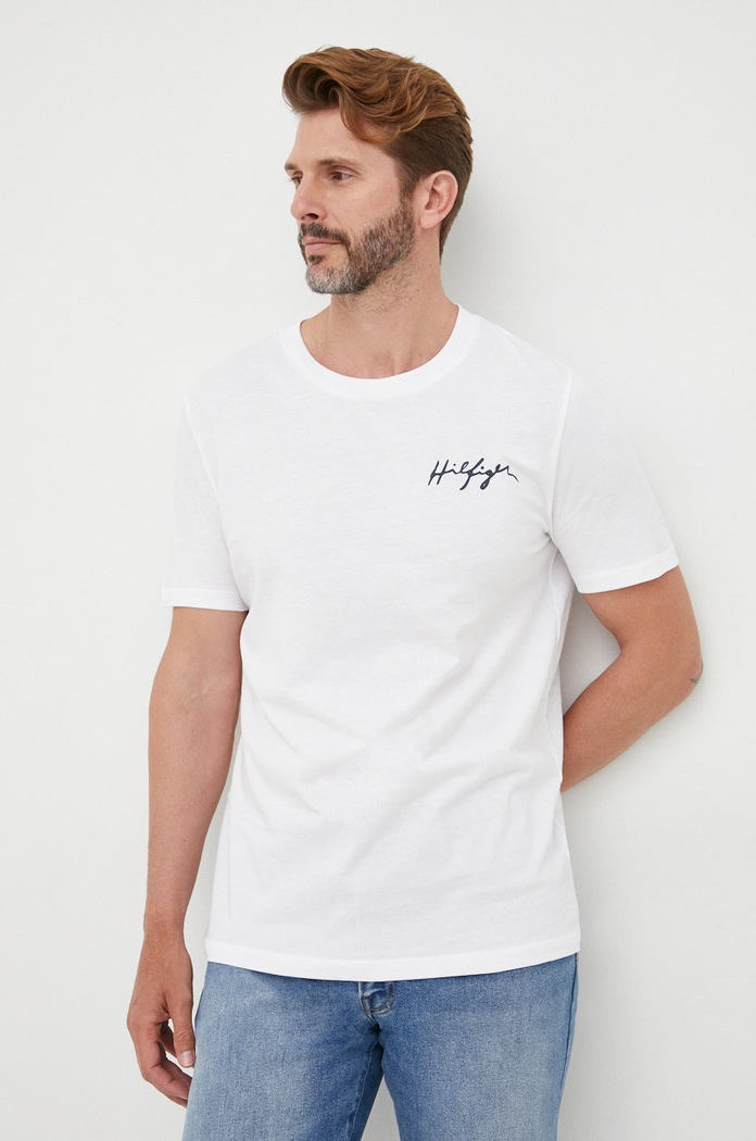 Bavlněné tričko Tommy Hilfiger potisk bílá UM0UM02314.PPYY