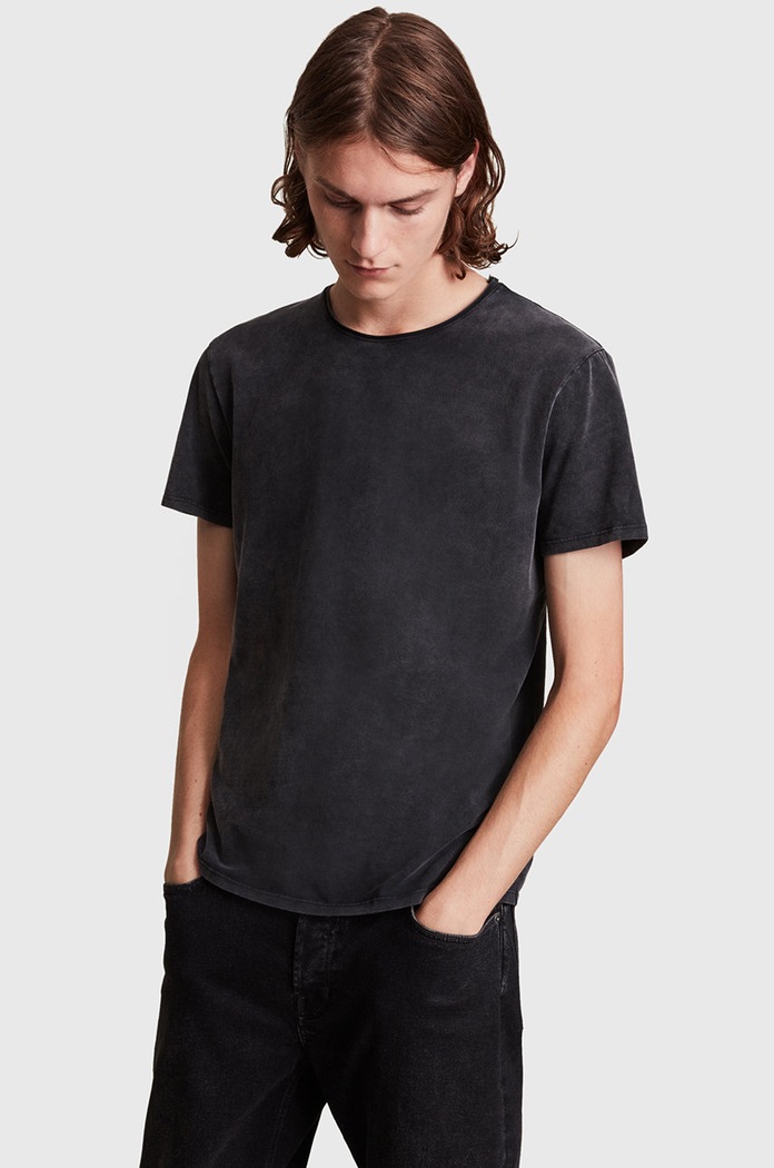 AllSaints Longsleeve BODEGA SS CREW z elastanem szary MD015T