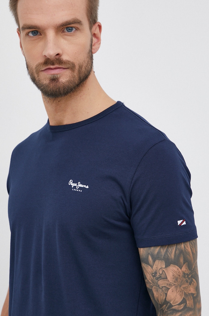 Tričko Pepe Jeans Original Basic 3 potlač tmavomodrá PM508212.595
