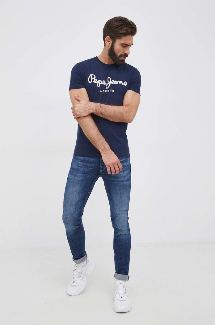 Pepe Jeans t-shirt Original Stretch PM508210.595 sötétkék SS22