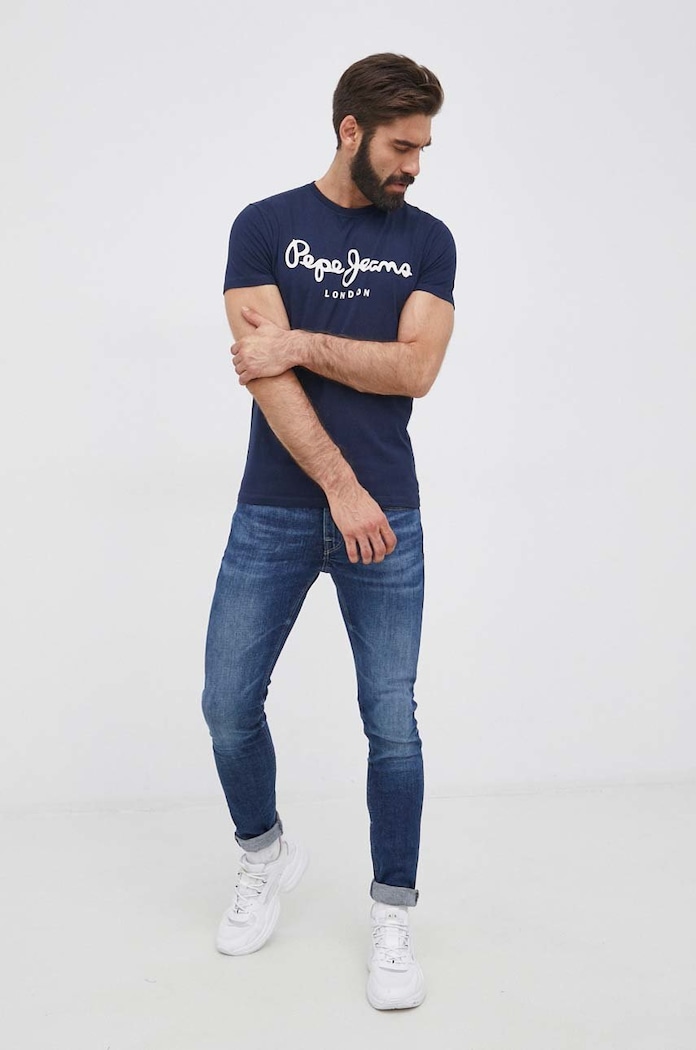 Pepe Jeans t-shirt Original Stretch PM508210.595 sötétkék SS22