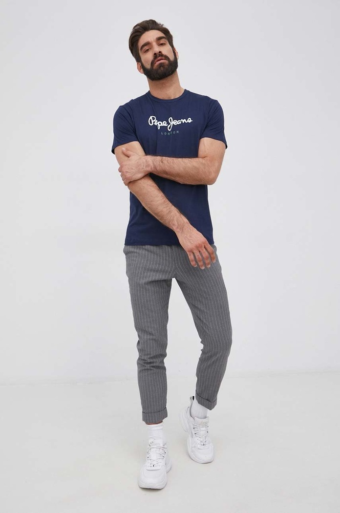 Bavlnené tričko Pepe Jeans Eggo PM508208.595 tmavomodrá SS22