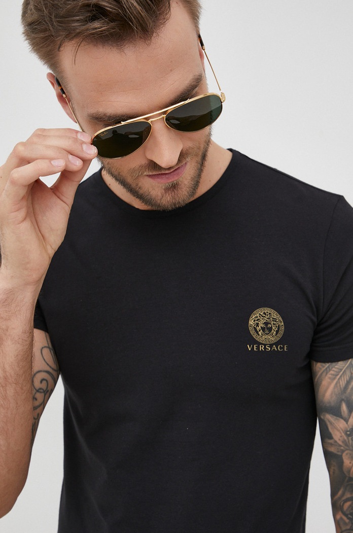 T-shirt Versace czarny AUU01005