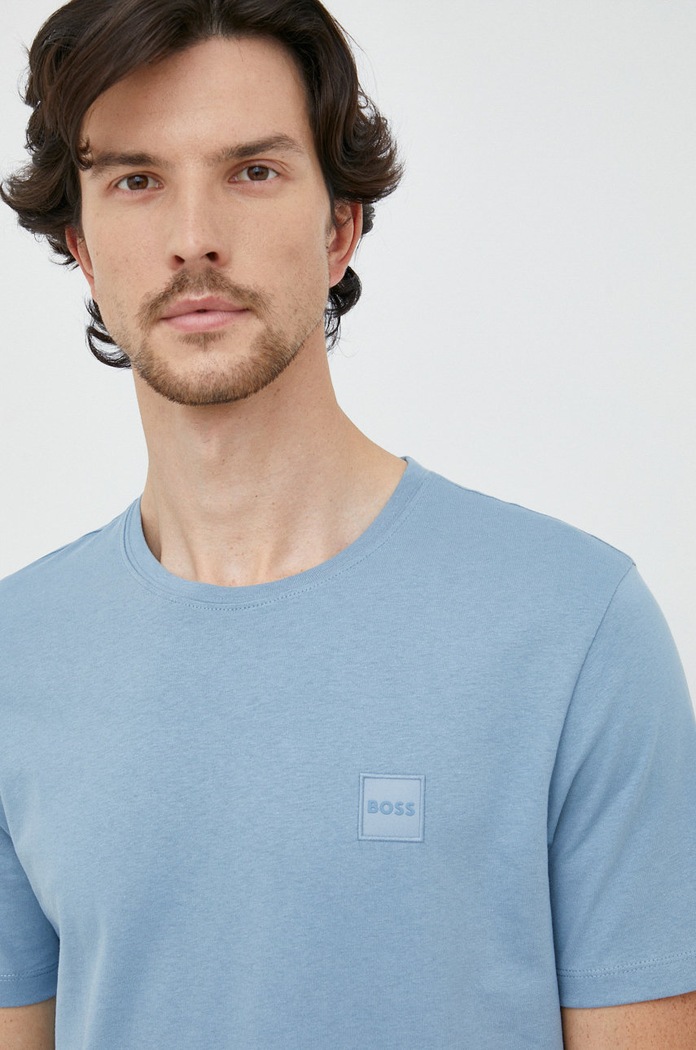 BOSS t-shirt bawełniany BOSS ORANGE niebieski 50472584