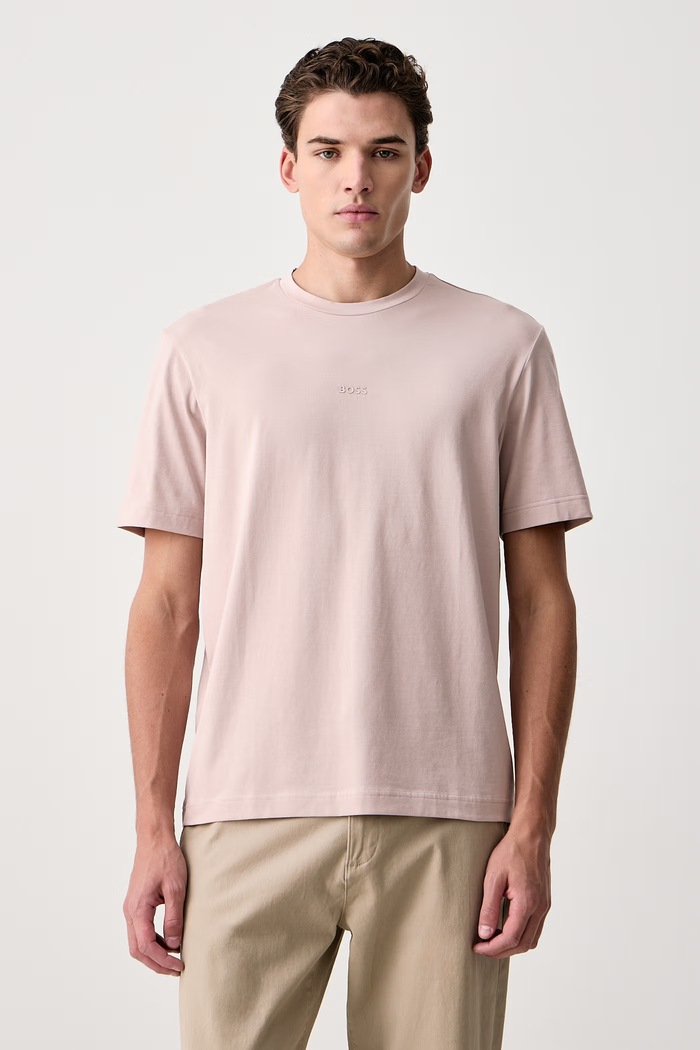 BOSS Orange T-shirt męski z bawełną TChup beżowy 50473278