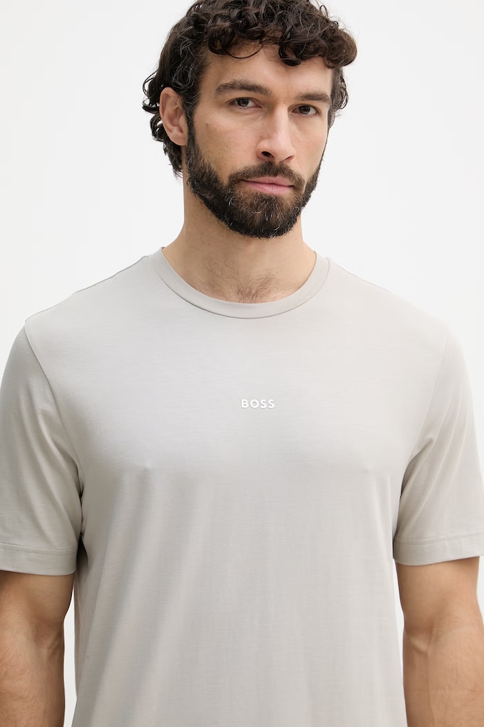 BOSS Orange tricou bărbătesc cu bumbac TChup bej 50473278