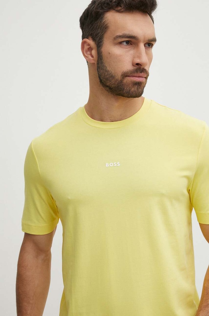 BOSS Orange t-shirt Ανδρικό με βαμβάκι TChup με ελαστάν κίτρινο 50473278