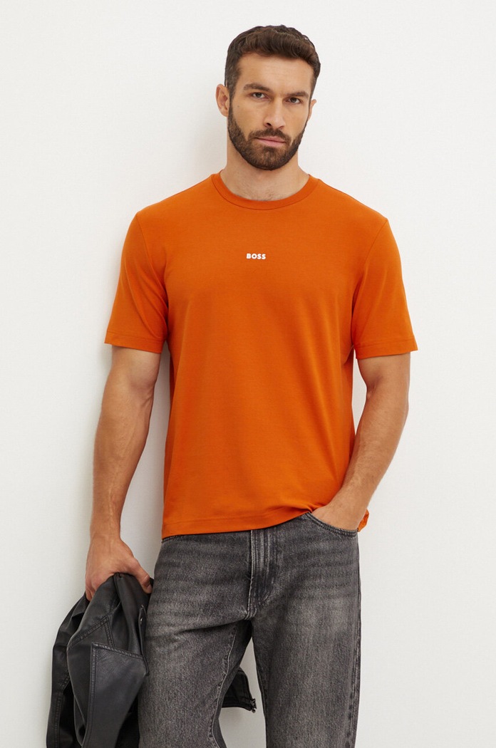 BOSS Orange T-shirt męski z bawełną TChup z elastanem pomarańczowy 50473278