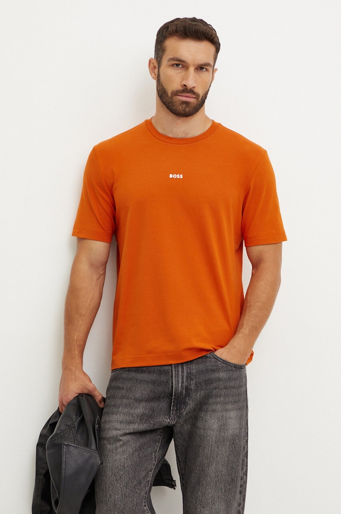 BOSS Orange T-shirt męski z bawełną TChup z elastanem pomarańczowy 50473278