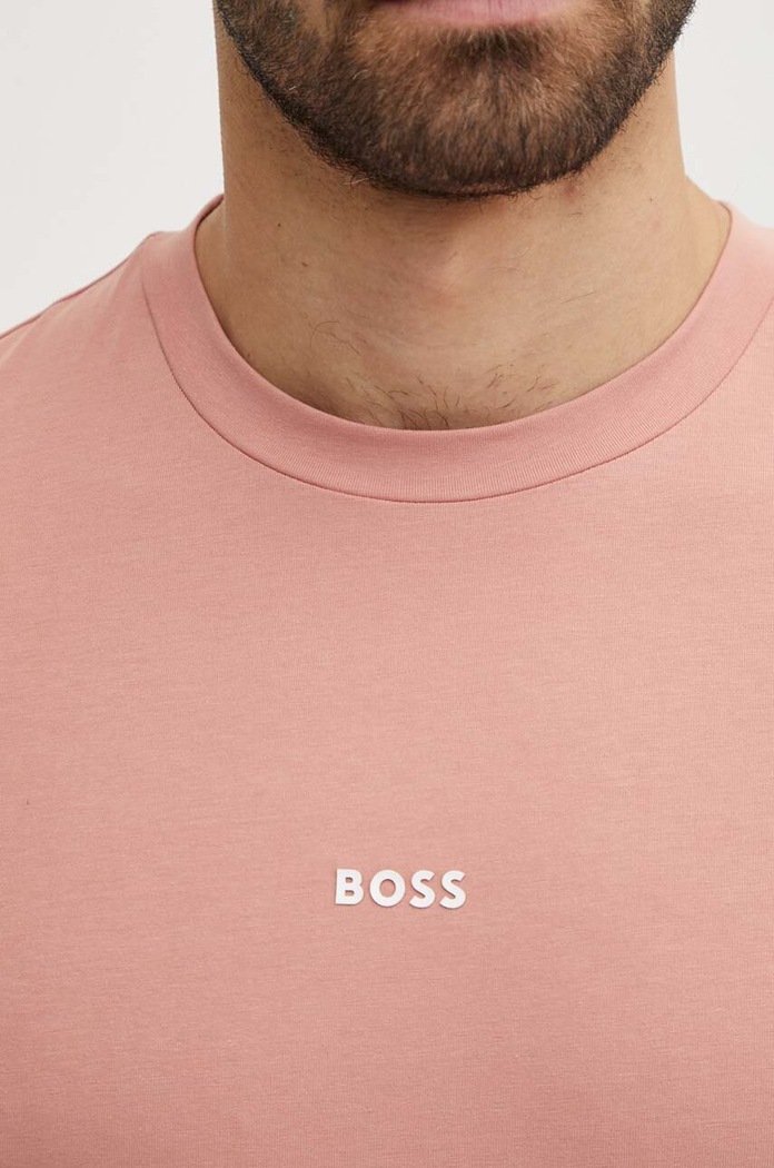 BOSS Orange T-shirt męski z bawełną TChup różowy 50473278