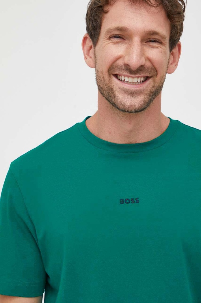BOSS Orange T-shirt męski z bawełną TChup zielony 50473278