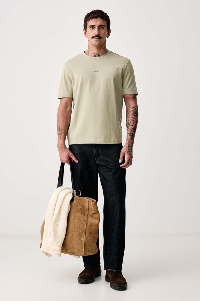 BOSS Orange T-shirt męski z bawełną TChup 50473278 zielony AA00