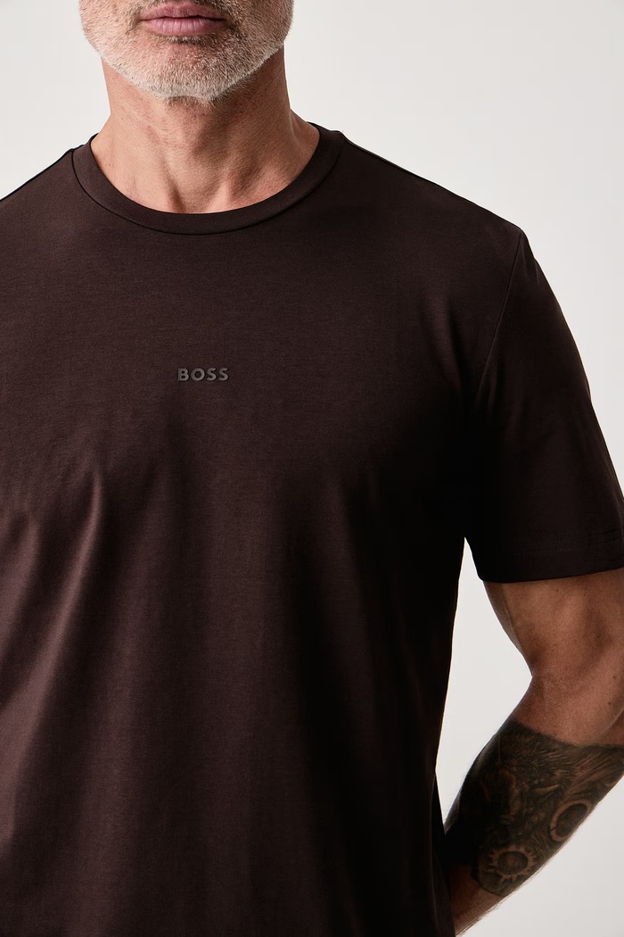 T-shirt męski z bawełną TChup BOSS Orange 50473278 brązowy