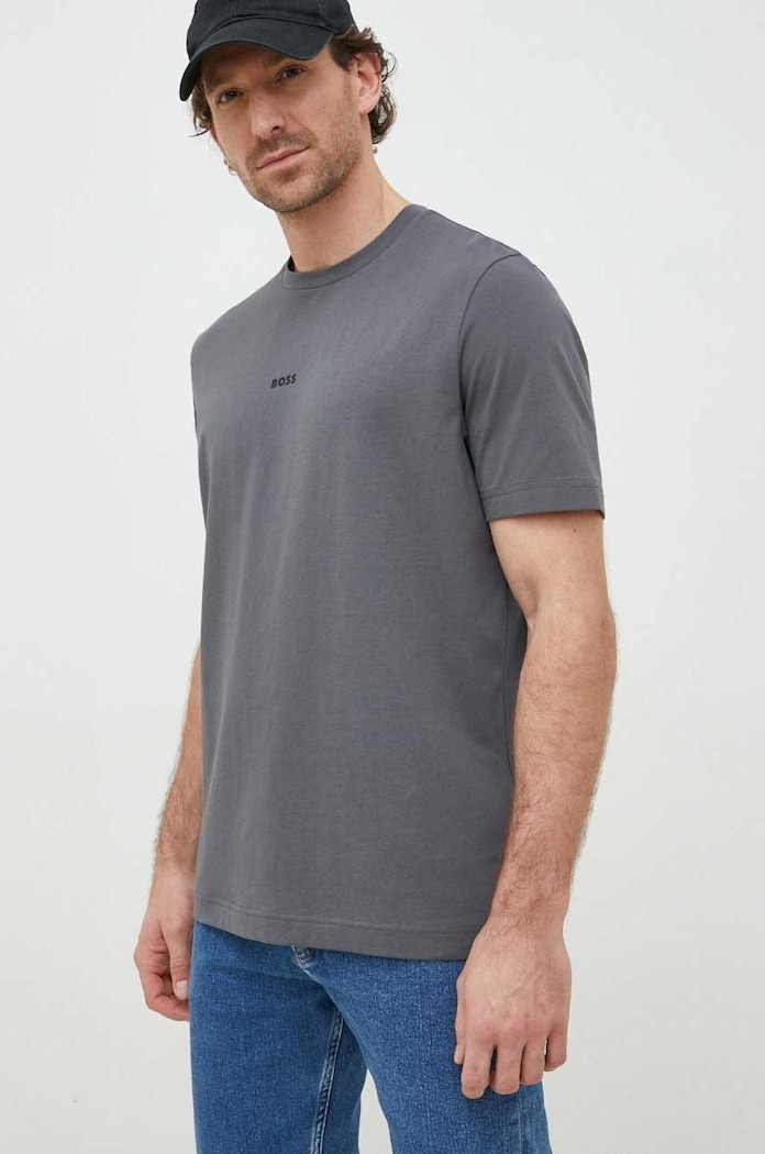 BOSS Orange T-shirt męski z bawełny TChup z elastanem szary 50473278