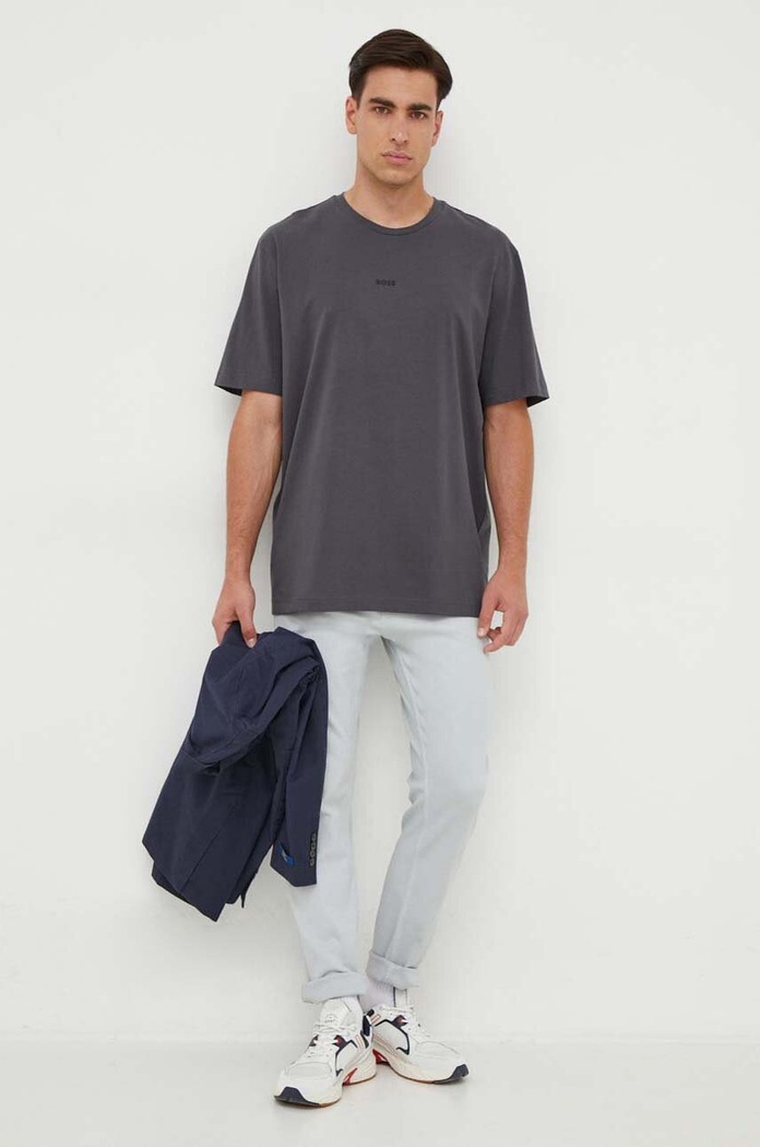 BOSS Orange T-shirt męski z bawełną TChup 50473278 szary AA00