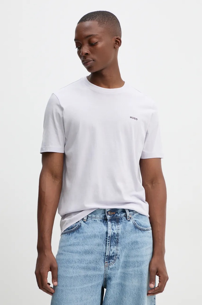 HUGO T-shirt ανδρικό βαμβακερό Dero222 μωβ 50466158