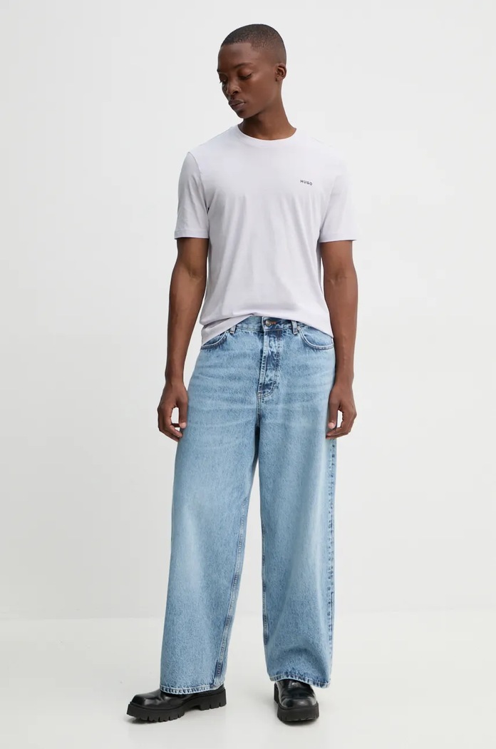 HUGO T-shirt ανδρικό βαμβακερό Dero222 50466158 μωβ SS26