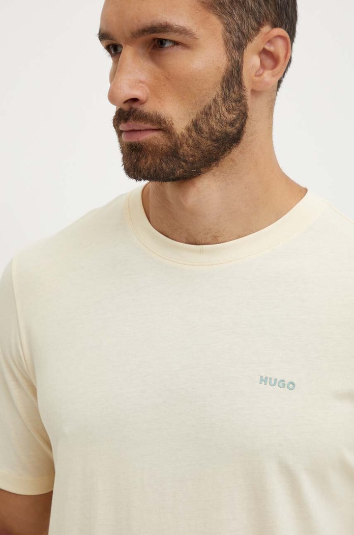 Ρούχα HUGO t-shirt Ανδρικό βαμβακερό Dero222 50466158 μπεζ