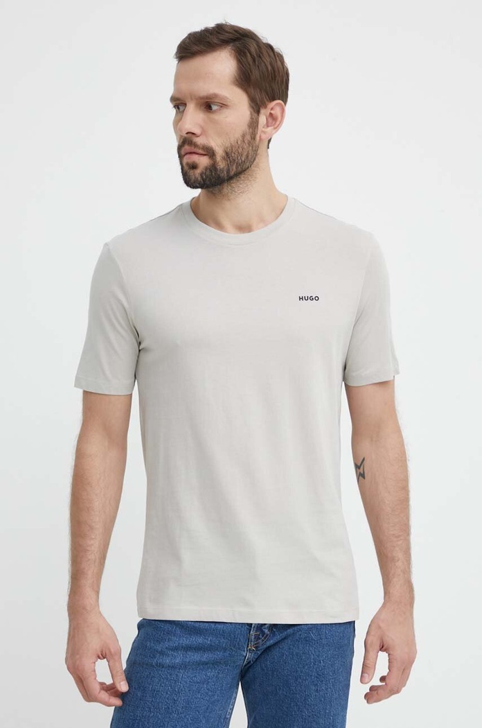 HUGO tričko pánské bavlněné Dero222 50466158 šedá SS26