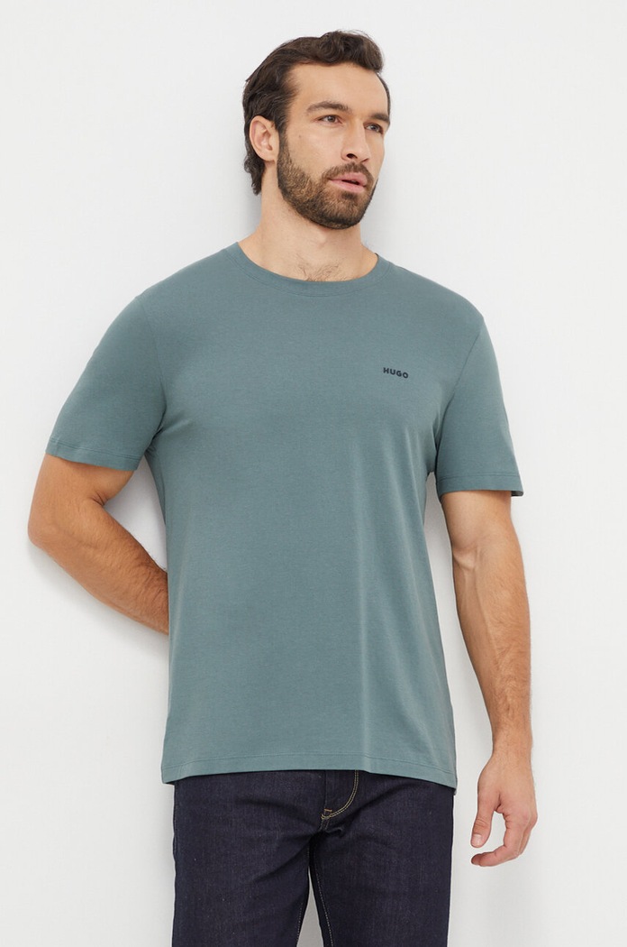 Odzież HUGO T-shirt męski bawełniany Dero222 50466158 zielony
