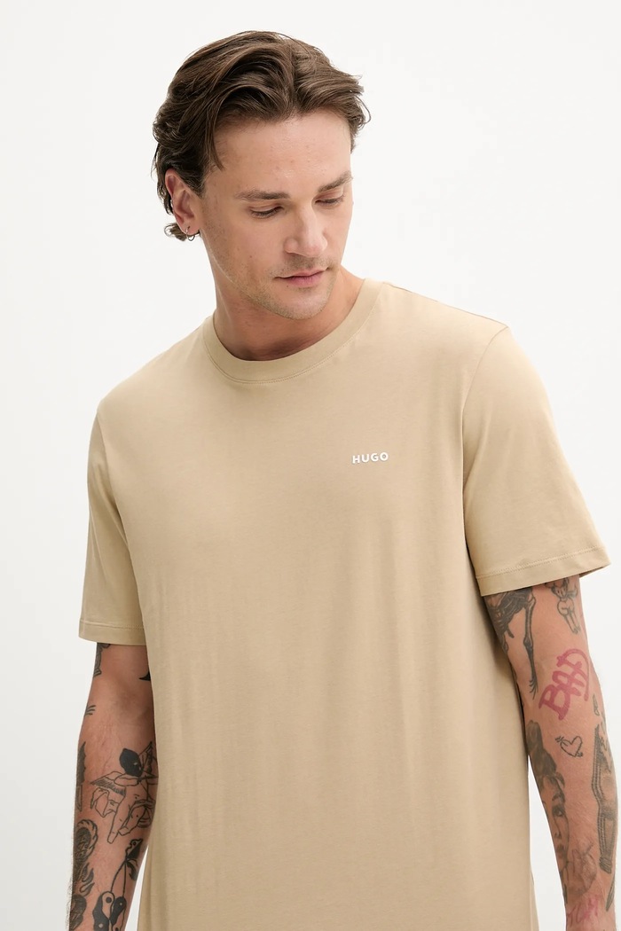 HUGO tricou bărbătesc de bumbac Dero222 bej 50466158