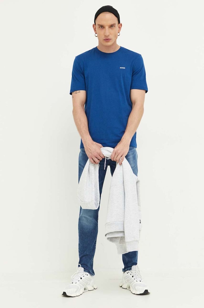 HUGO tričko pánske bavlnené Dero222 50466158 modrá SS26