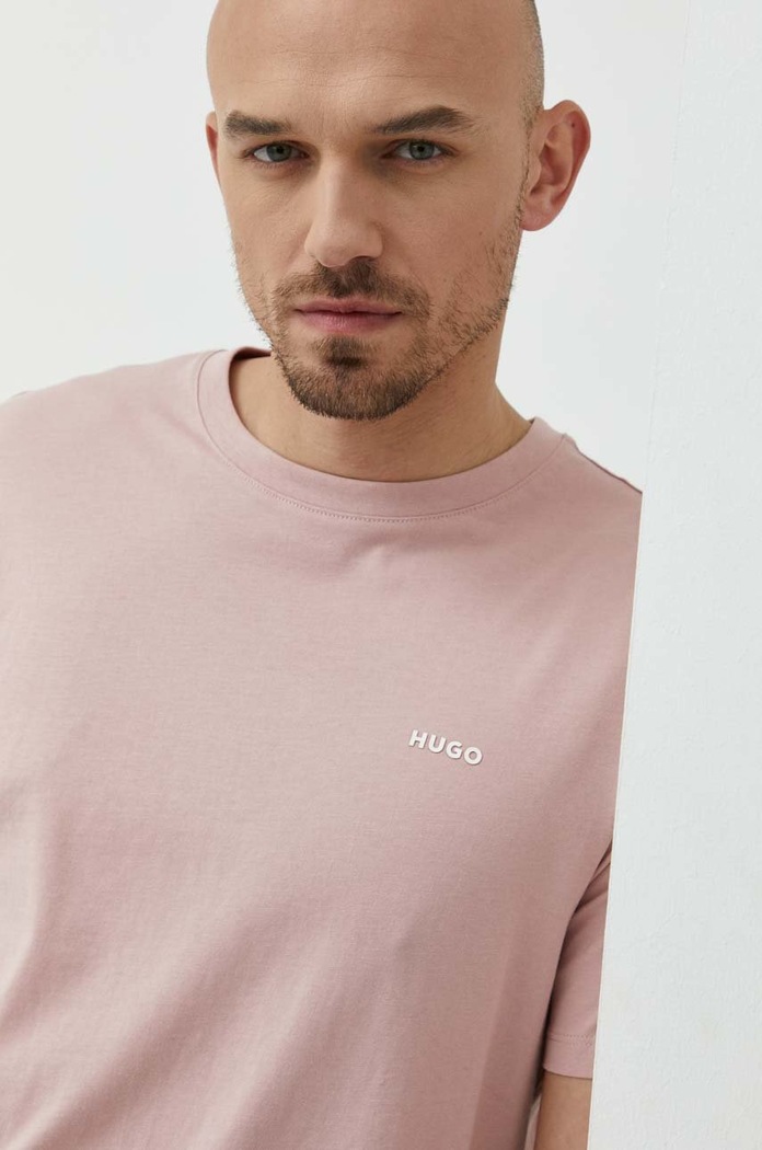 HUGO T-shirt męski bawełniany Dero222 różowy 50466158